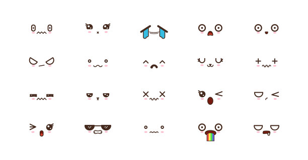 可爱的脸，微笑的表情，日本的表情图片下载