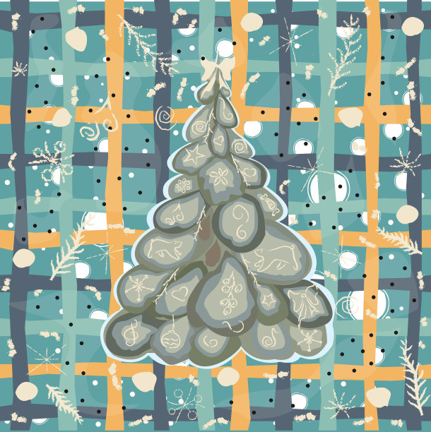 卡通圣诞树与搞笑的冬天快乐图片下载