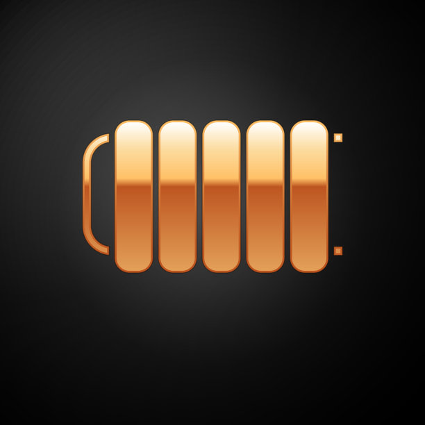 金色加热散热器图标隔离在黑色图片下载