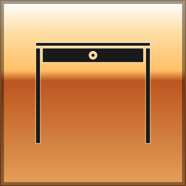 黑色木桌图标孤立在黄金上图片下载