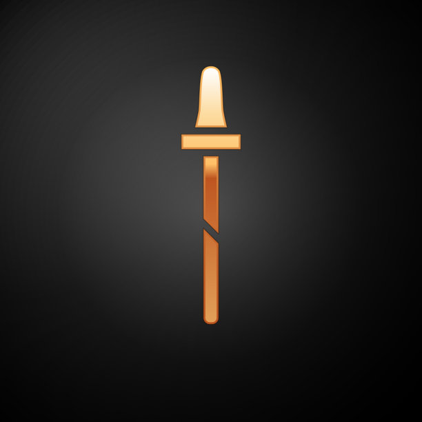 金色吸管图标孤立在黑色背景图片下载