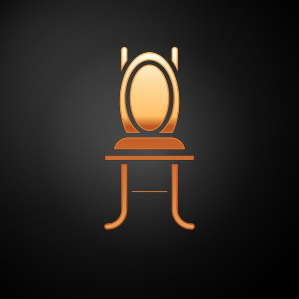 金色椅子图标孤立在黑色背景图片下载