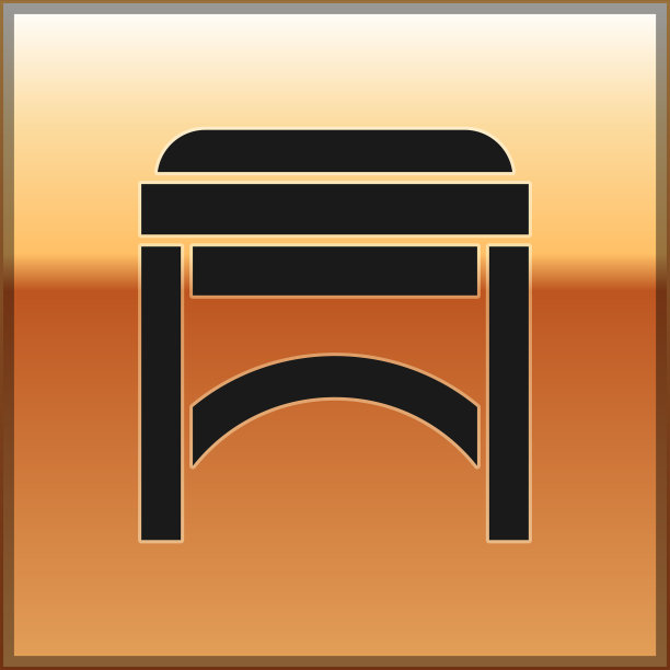 黑色椅子图标孤立在金色背景图片下载