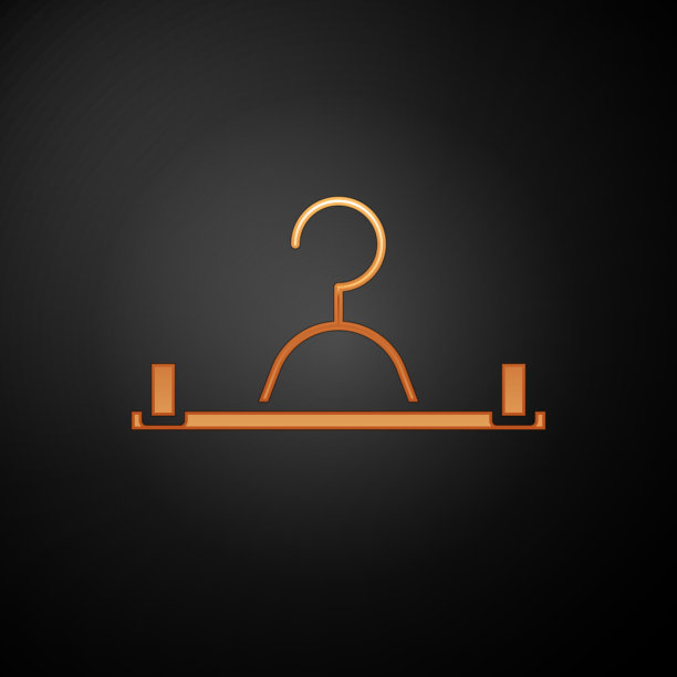 金色衣架衣橱图标孤立在黑色图片下载