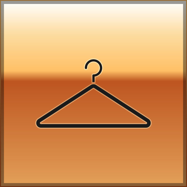 黑色衣架衣橱图标孤立在黄金上图片下载