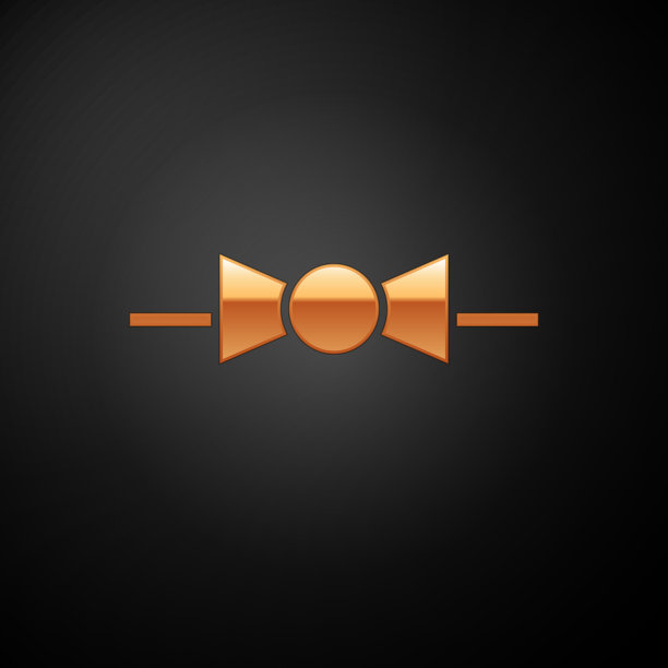 金色蝴蝶结图标孤立在黑色背景图片下载