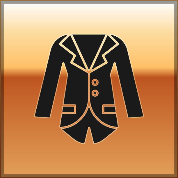 黑色运动夹克或夹克图标孤立在金色上图片下载