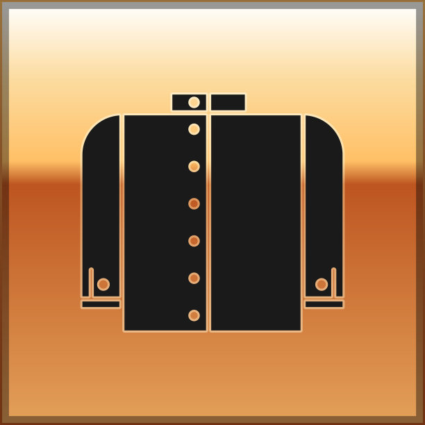 黑色t恤图标孤立在金色背景图片下载