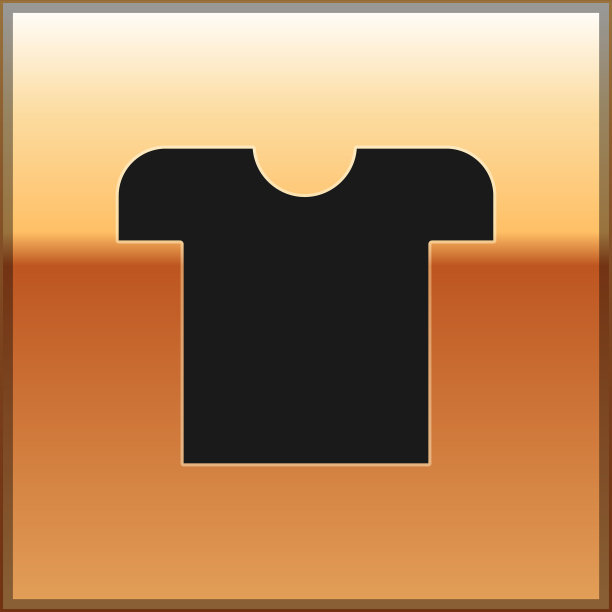 黑色t恤图标孤立在金色背景图片下载
