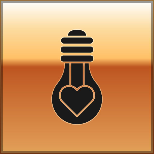 黑色心形灯泡图标孤立上图片下载