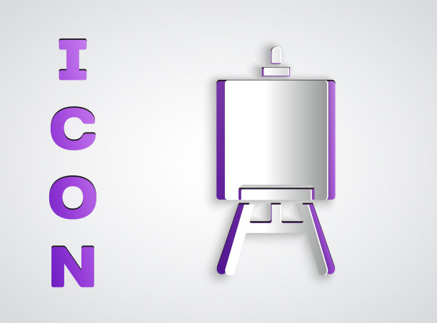 剪纸木画架或绘画艺术板图标孤立在灰色背景。纸艺术风格。矢量图图片下载