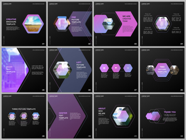 最小的宣传册模板与彩色六角形图片下载