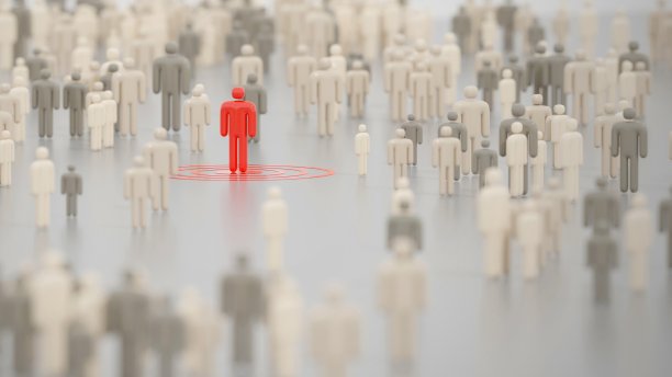 感染者在公共场所的一大人群中。数字3D渲染概念。图片下载