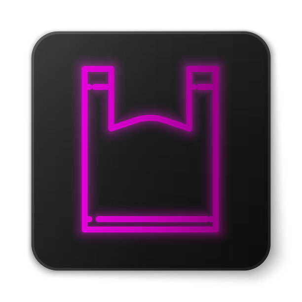 发光的霓虹线塑料袋图标隔离图片下载