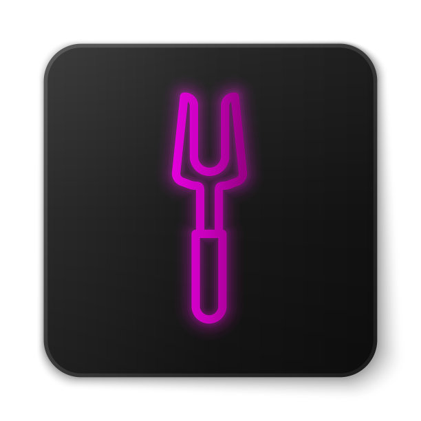 霓虹灯线烧烤叉图标孤立图片下载