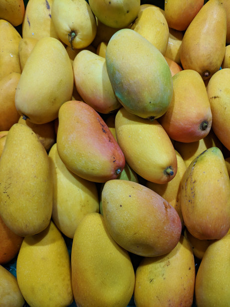 市场摊位上的新鲜芒果图片下载