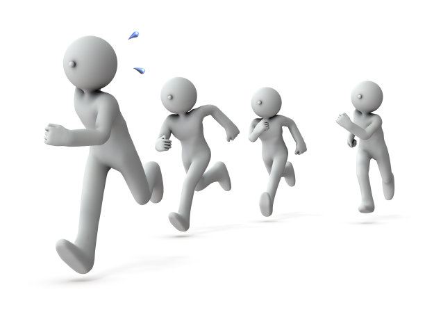 第一组马拉松。它是代表一个种族的抽象概念。白色背景。3 d演示。图片下载