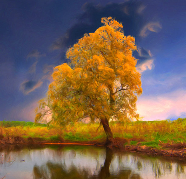 石油山水画图片下载