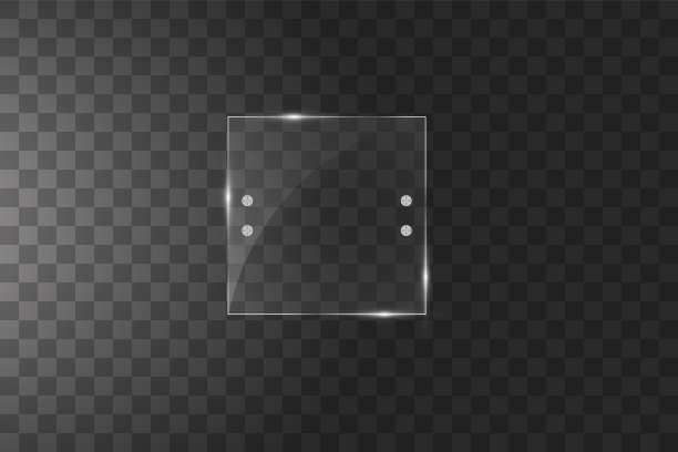 安装玻璃板。矢量玻璃横幅上透明的背景。玻璃。玻璃画。颜色帧。图片下载