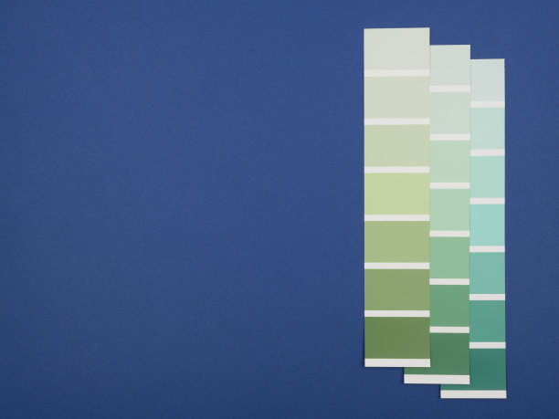 蓝色背景上的绿色阴影。绿色的调色板图片下载