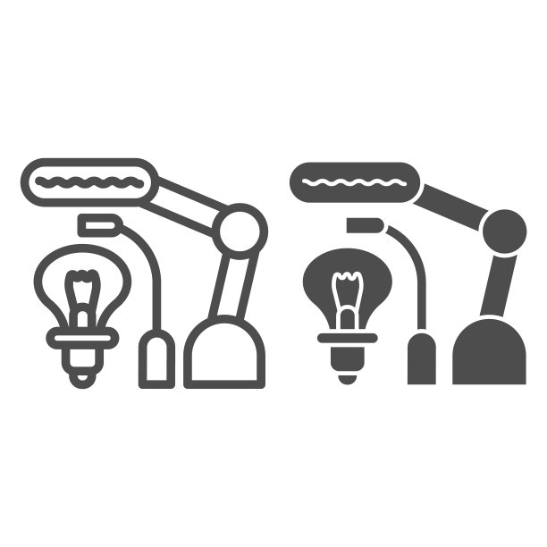 台灯设置线条和立体图标，智能家居技术符号，电动家居闪电设备矢量标志在白色背景上，灯具轮廓图标在轮廓风格的网页设计。矢量图形。图片下载