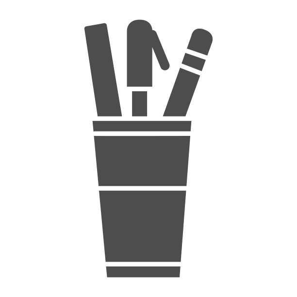 文具实心图标，办公用品符号，Holder为文具设备的标志在白色的背景，铅笔盒与学校用品符号在字形风格的移动和网页设计。图片下载