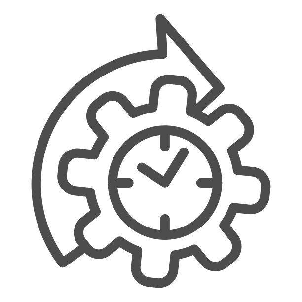 手表和箭头齿轮线图标，时间管理概念矢量图图片下载