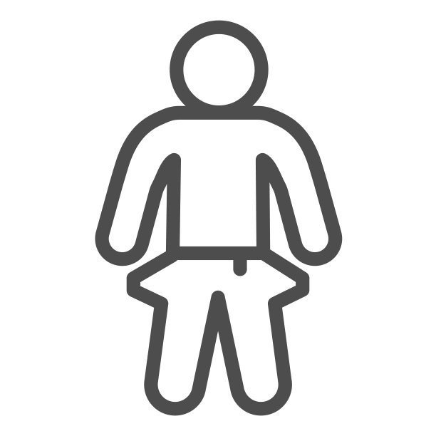 男人在裤子与空口袋线图标，破产的概念，商人没有钱的标志上的白色背景，破产站在他的口袋出图标轮廓风格。矢量图形。图片下载