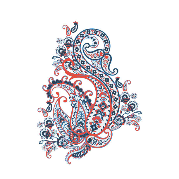 佩斯利隔离模式。大马士革风格复古插图图片下载