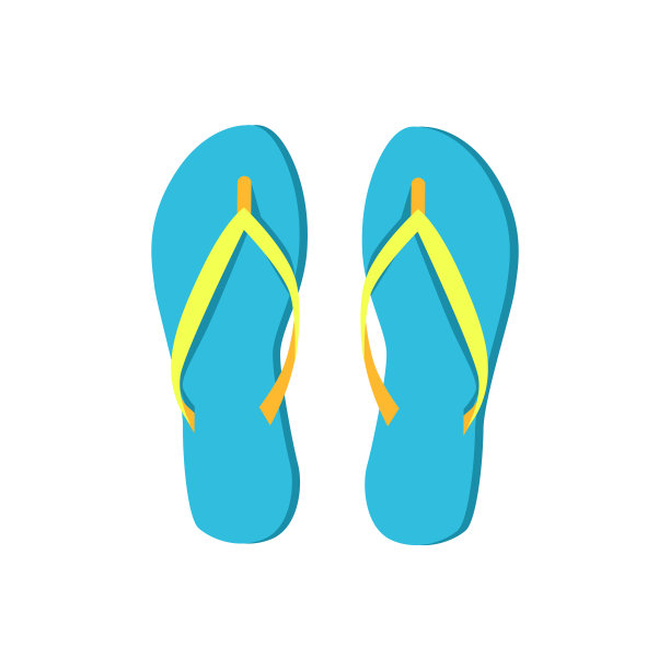 人字拖蓝色夏季鞋矢量插图图片下载