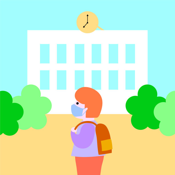 孩子戴着防护口罩上学。图片下载