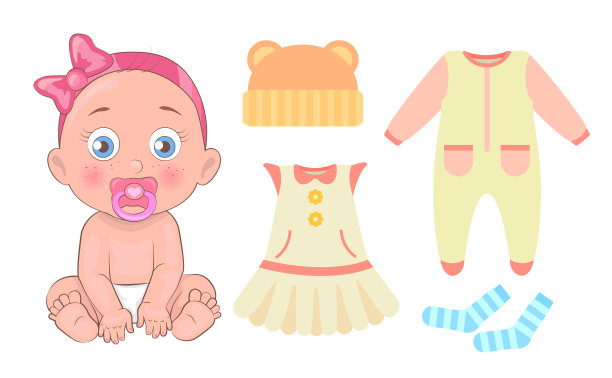 女孩与被子，衣服矢量插图图片下载