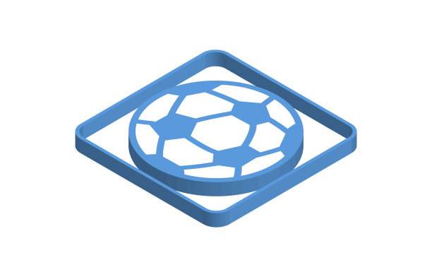 足球蓝色等距图标图片下载