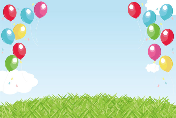草坪和气球插图图片下载