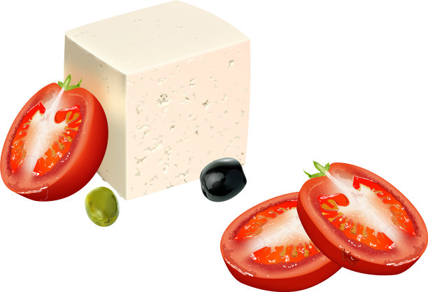 山羊奶酪配新鲜番茄和橄榄图片下载