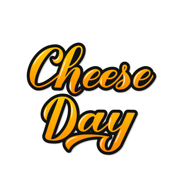 奶酪日书法手写体孤立在白色背景上。有趣的字体设计的海报。矢量模板横幅，传单，贴纸，衬衫，贺卡，明信片，徽章设计，包装等。图片下载