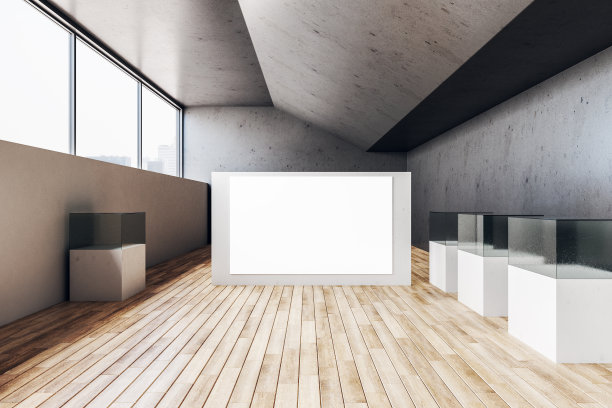 墙上的白色空白海报图片下载