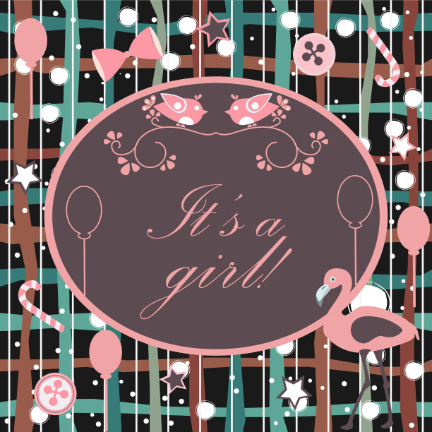 淋浴邀请卡设计与火烈鸟图片下载