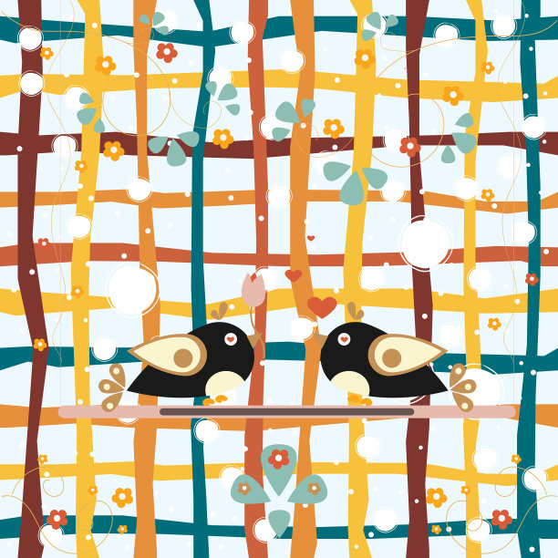 情人节爱鸟树卡片图片下载