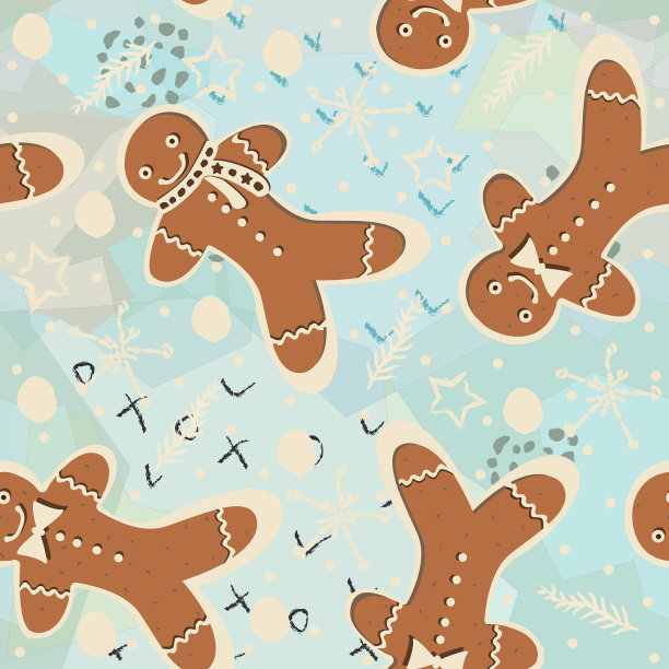 姜饼曲奇无缝背景创意图片下载