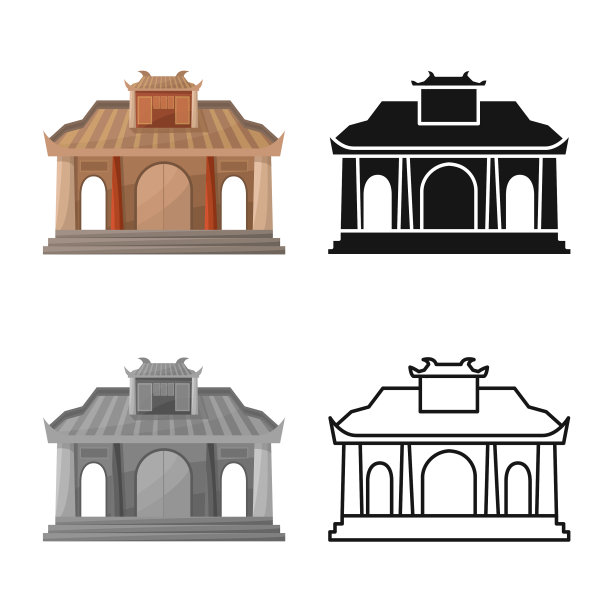 寺庙和河内标志设置图片下载