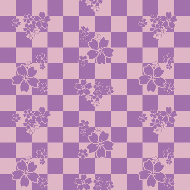 日本樱花方格向量无缝模式图片下载