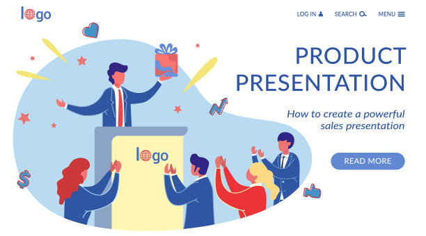 产品演示平面登陆页面模板图片下载