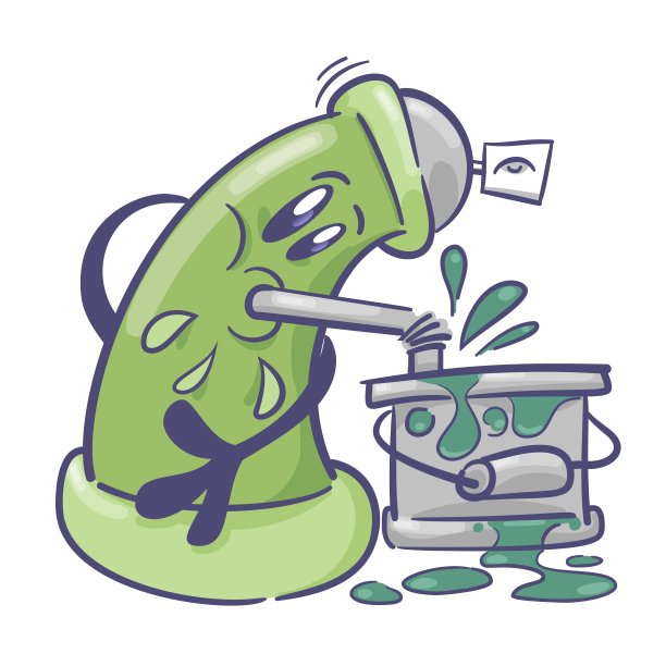 涂鸦喷绘卡通人物。用一罐颜料。在白色背景上。向量图片下载