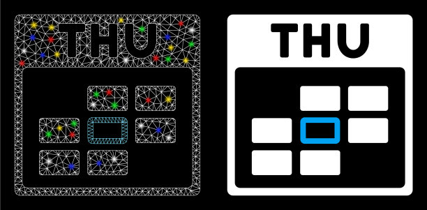 发光的网格2d周四日历网格图标图片下载