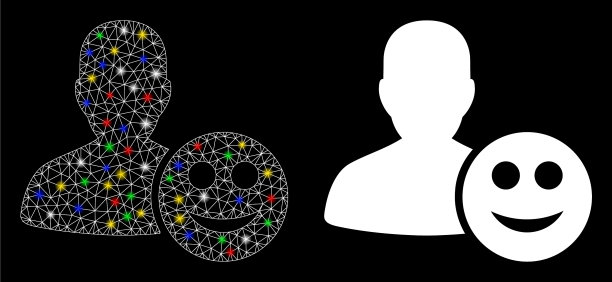 光滑的网格2d用户高兴的微笑图标与光图片下载