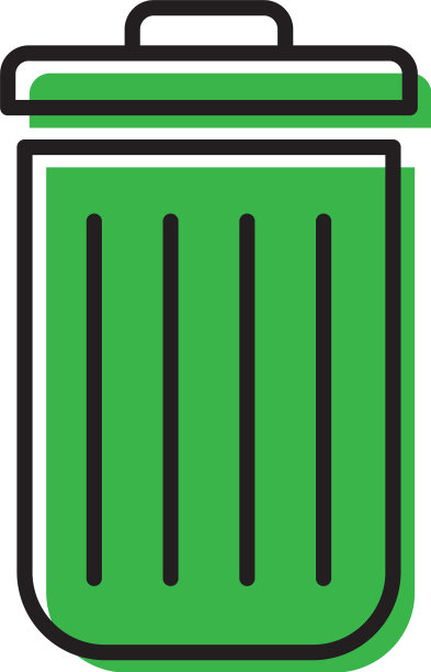 垃圾桶图标在平面颜色上设计孤立图片下载