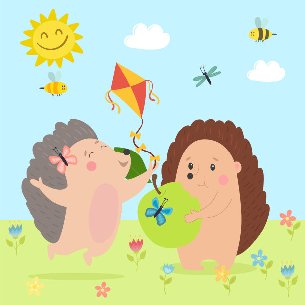 两只刺猬自然可爱图片下载