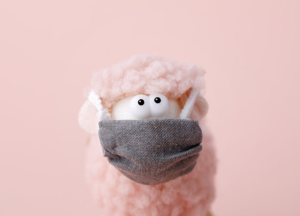 带面罩的玩具小羊图片下载