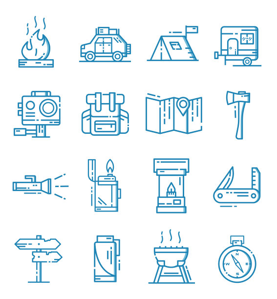 设置露营图标与轮廓风格图片下载